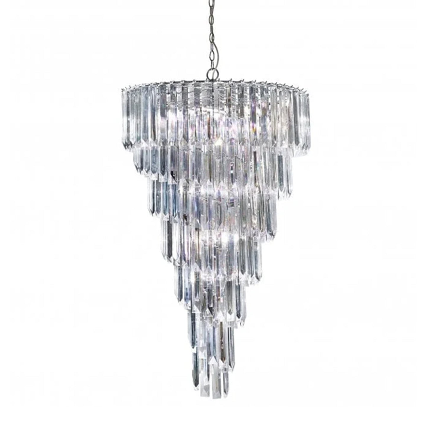 Chrome Sigma 9 Light Chandelier With Crystal Acrylic Prisms and Balls