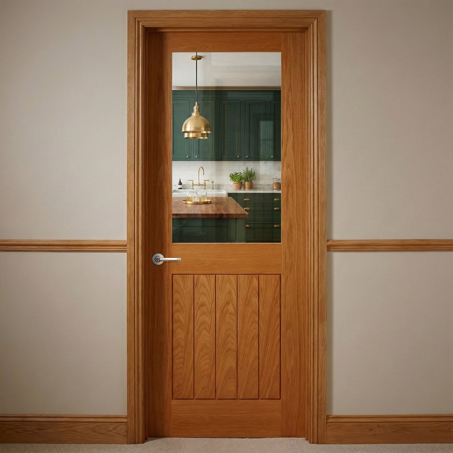 Oak Internal Fully Finished Farley Half Light Clear Glass Door