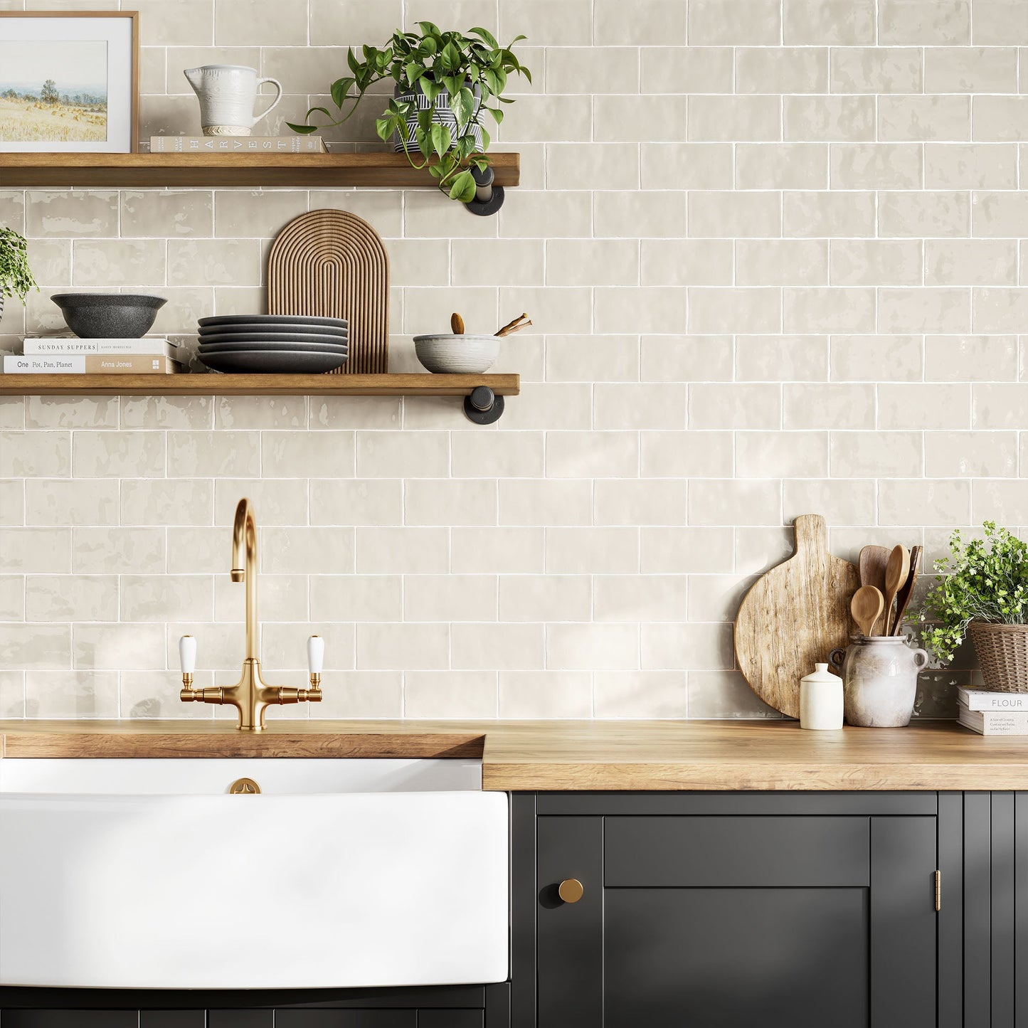 Cream Gloss - Crafted Smooth Ceramic Wall Tile Sample