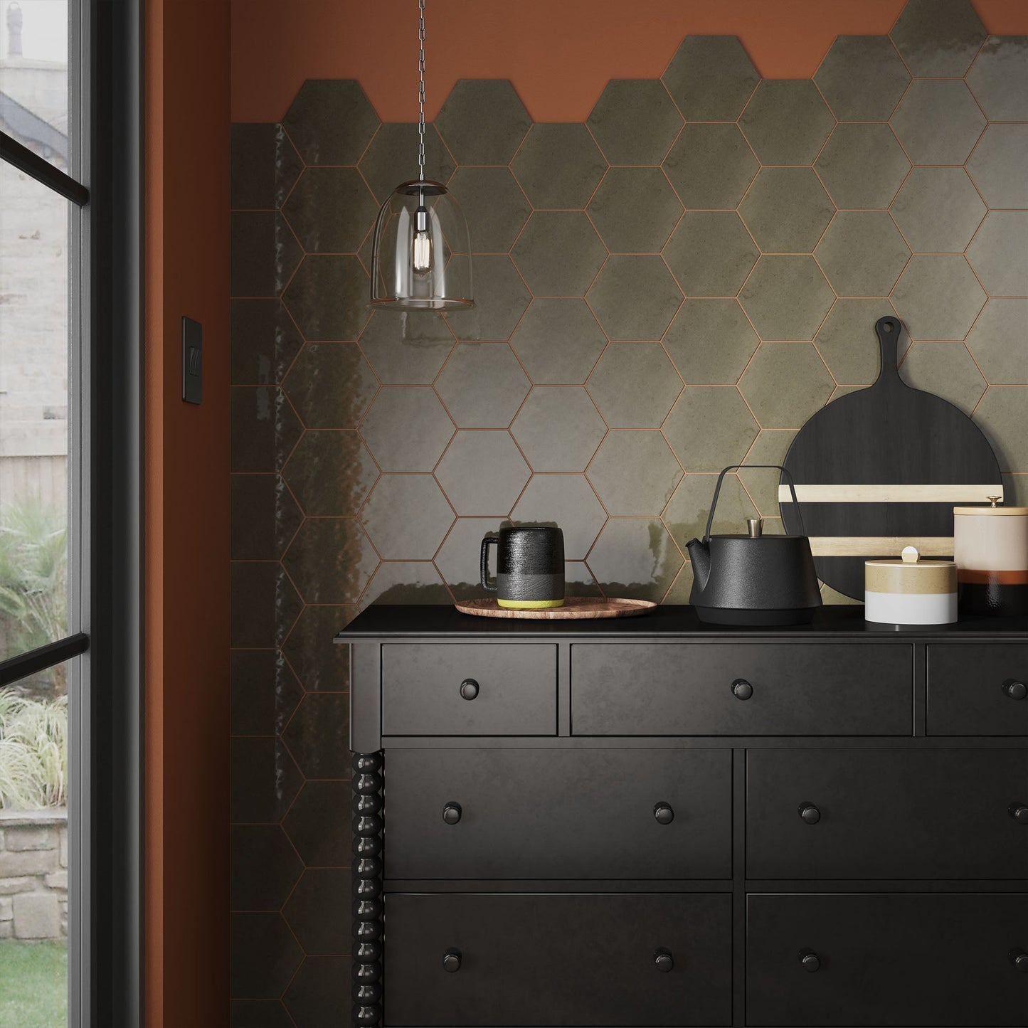 Ash Gloss - Aura Smooth Hexagon Ceramic Wall Tile