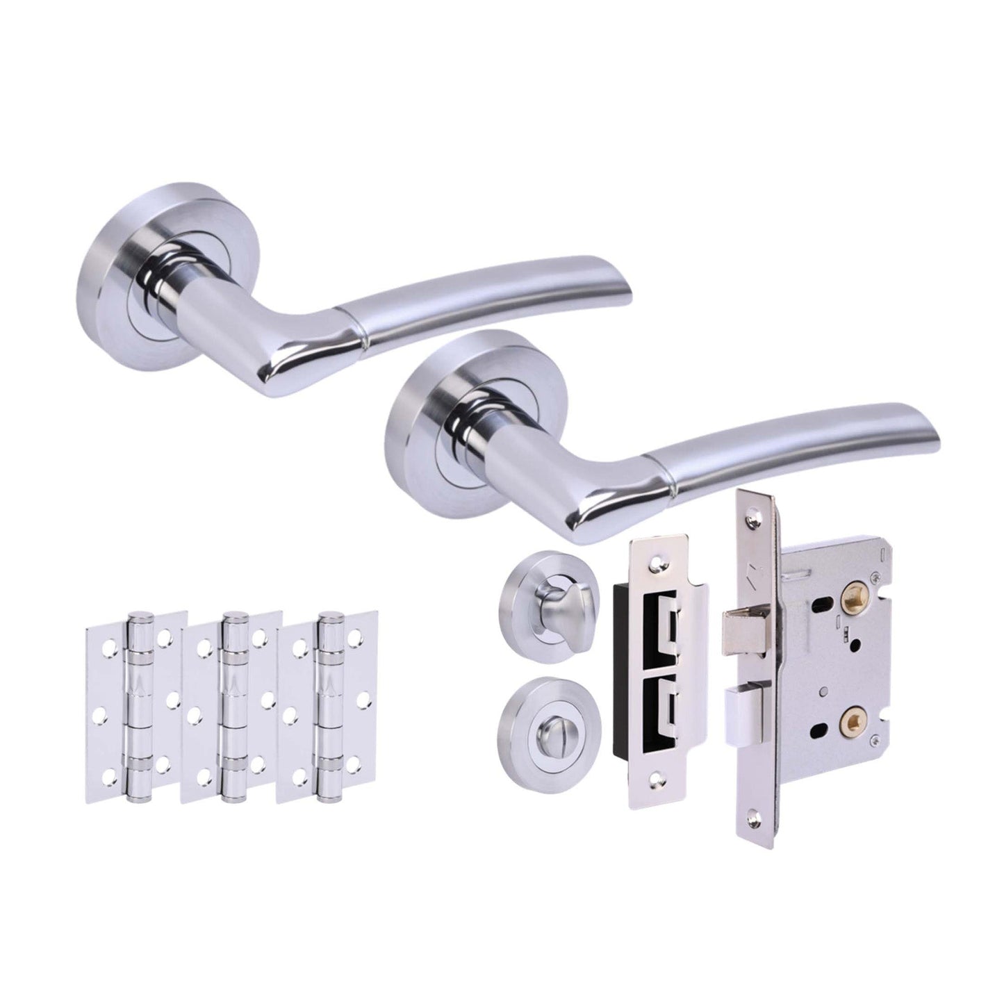 Columbia Internal Privacy Lever Door Handle Set - Polished and Satin Chrome