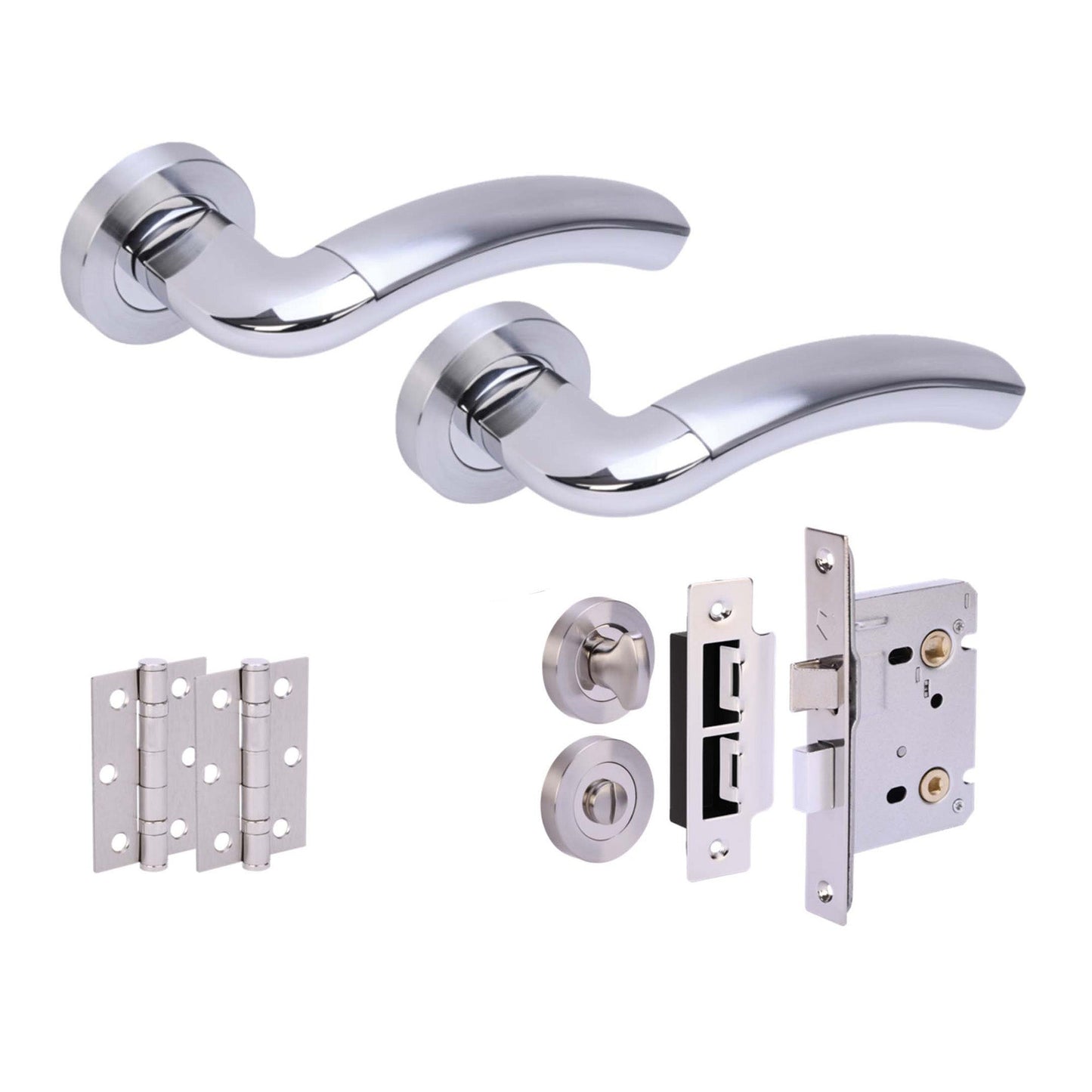 Ursa Internal Privacy Lever Door Handle Set - Polished and Satin Nickel