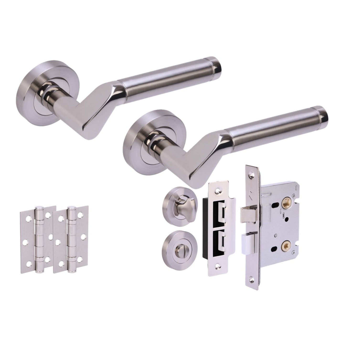 Tucana Internal Privacy Lever Door Handle Set - Polished and Satin Nickel