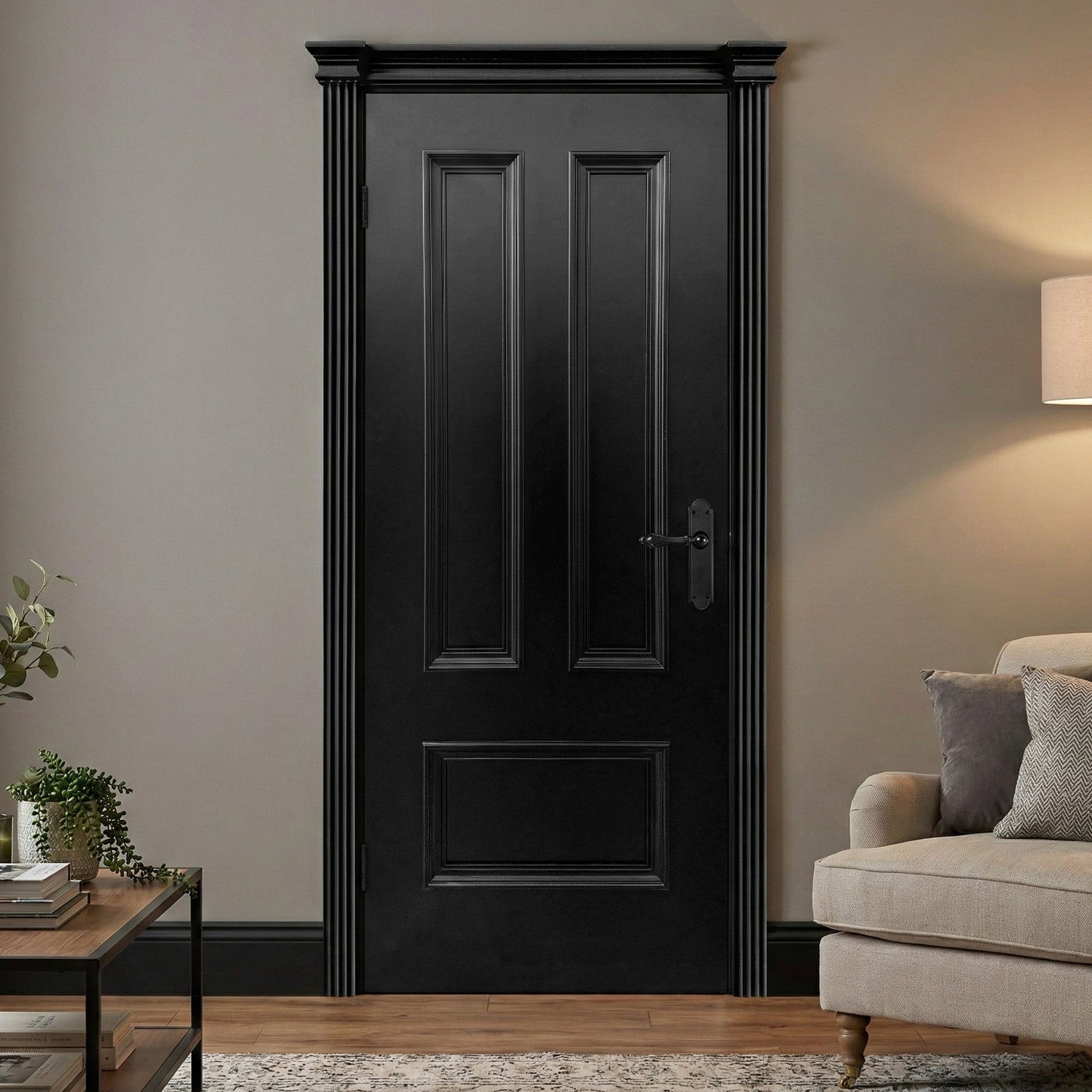 Jet Black Internal Fully Finished Belgravia 3 Panel Door