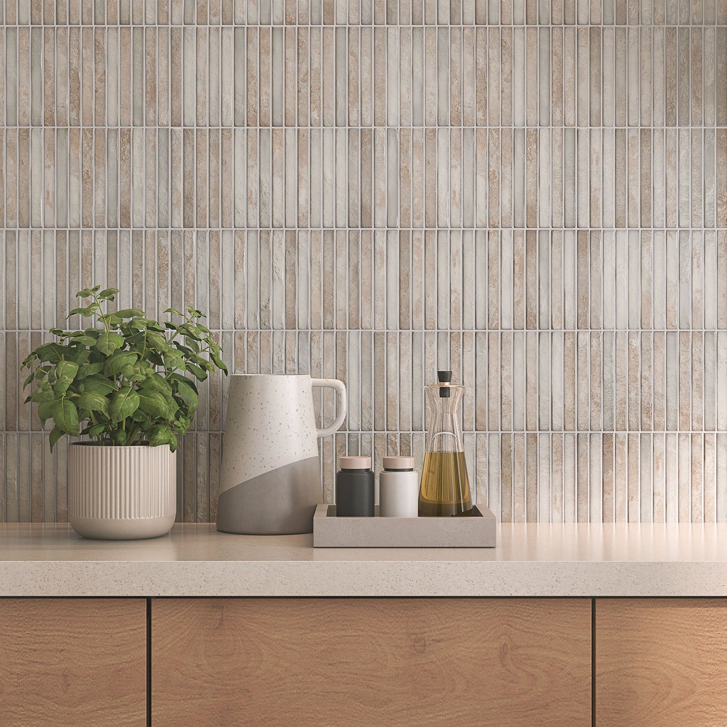 Grey Gloss - Elara Smooth Linear Ceramic Wall Tile Sample
