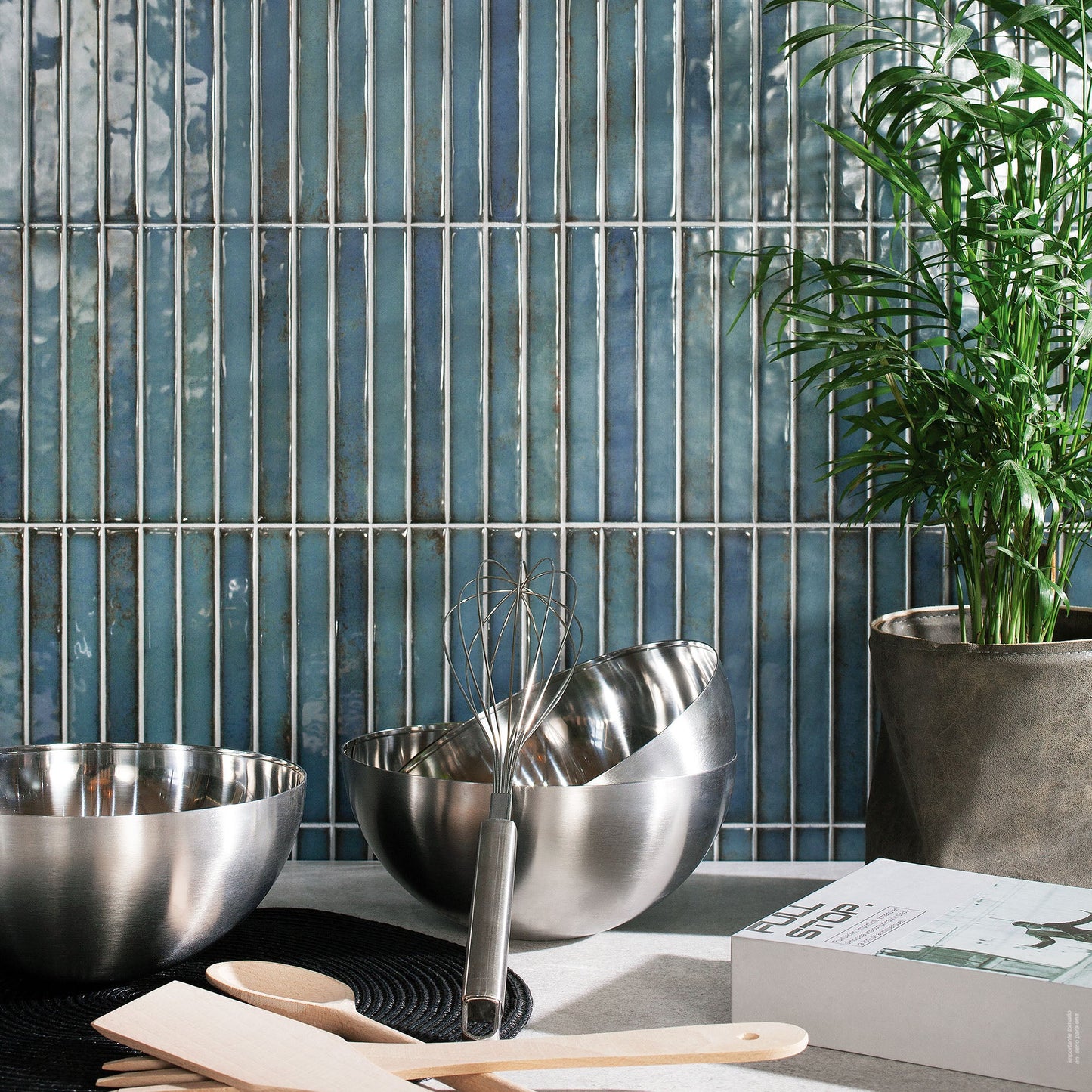 Turquoise Gloss - Elara Smooth Linear Ceramic Wall Tile Sample
