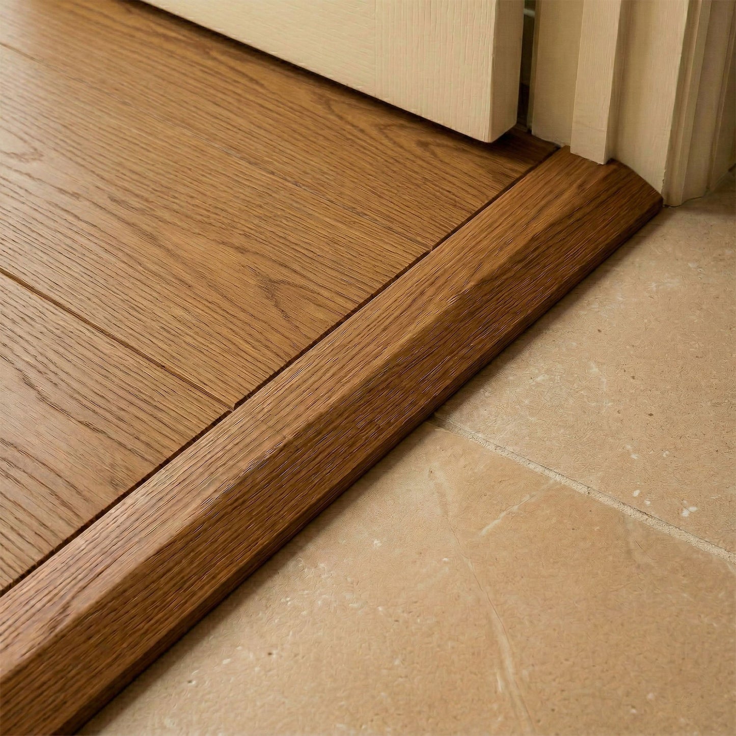 Natural Lacquered Semi-Ramp Adapting Profile Door Bar 990mm