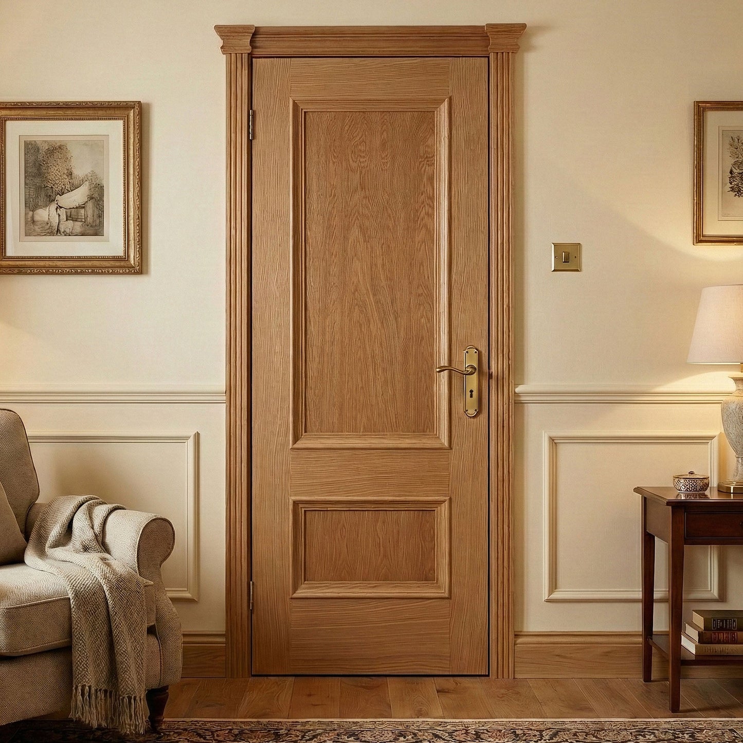 Oak Internal Fully Finished Mayfair 2 Panel Fire Door