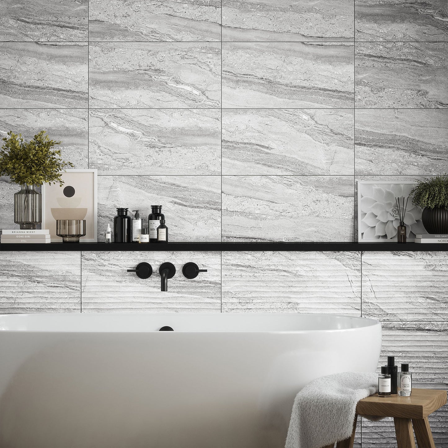 Grey Matt - Arden Textured Ceramic Wall Tile Sample