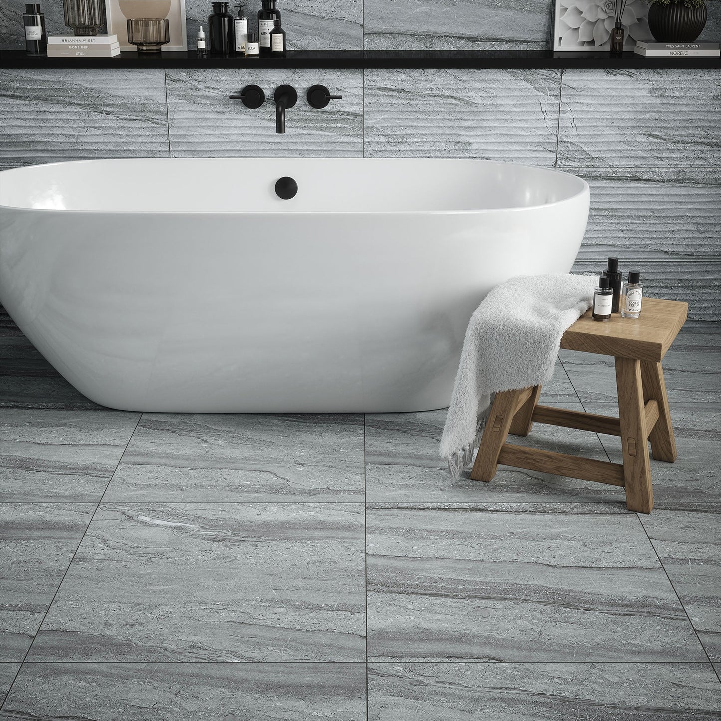 Grey Matt - Arden Smooth Porcelain Wall & Floor Tile Sample