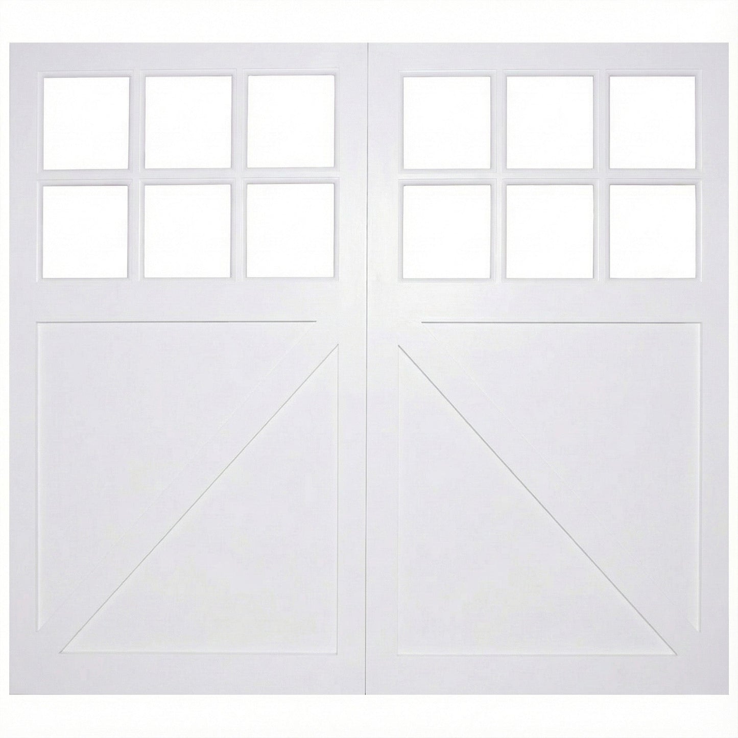 White Painted External 6 Light Obscure Glass Framed, Ledged & Braced Garage Door