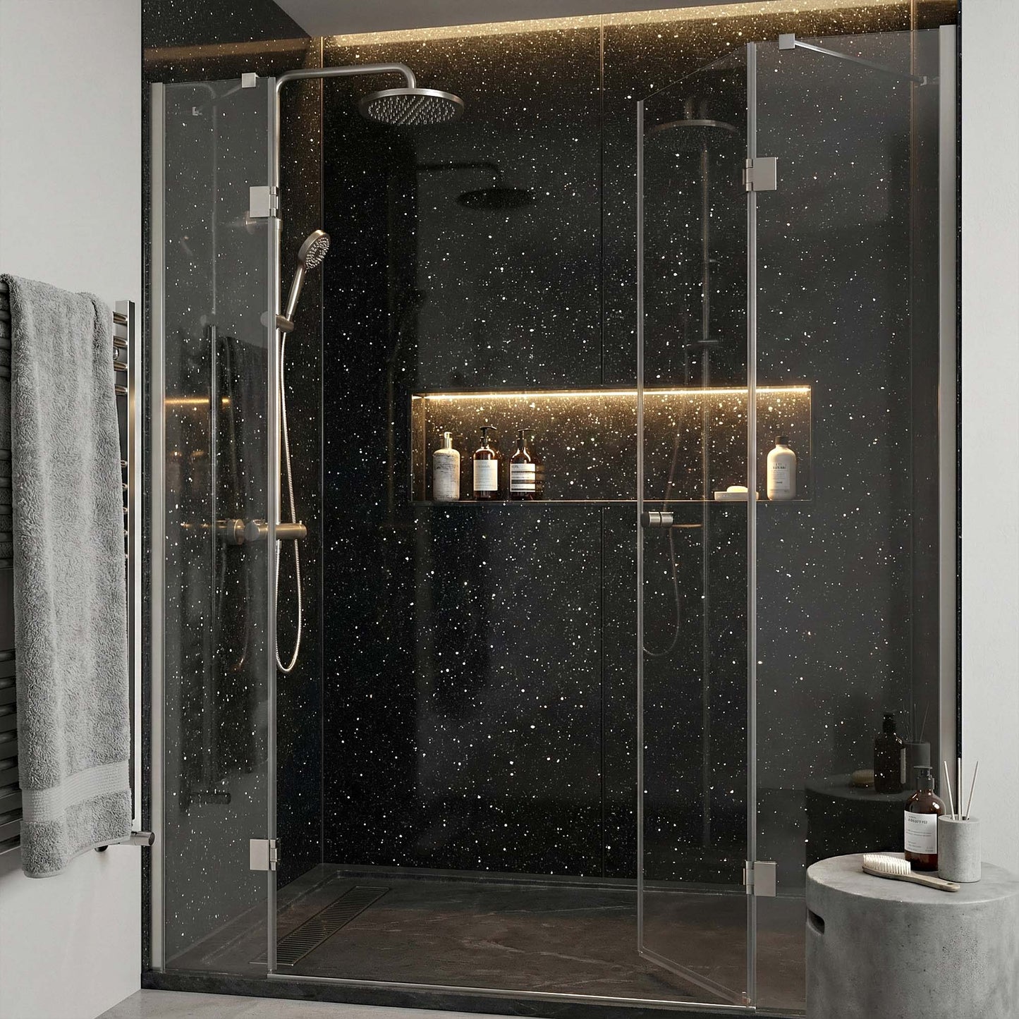 Black Sparkle - PVC Gloss Shower Wall Panel