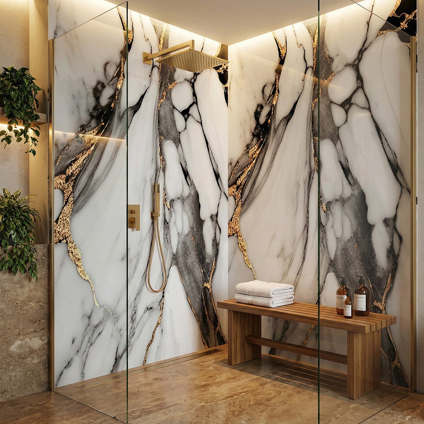 Portoro Marble - PVC Gloss Shower Wall Panel