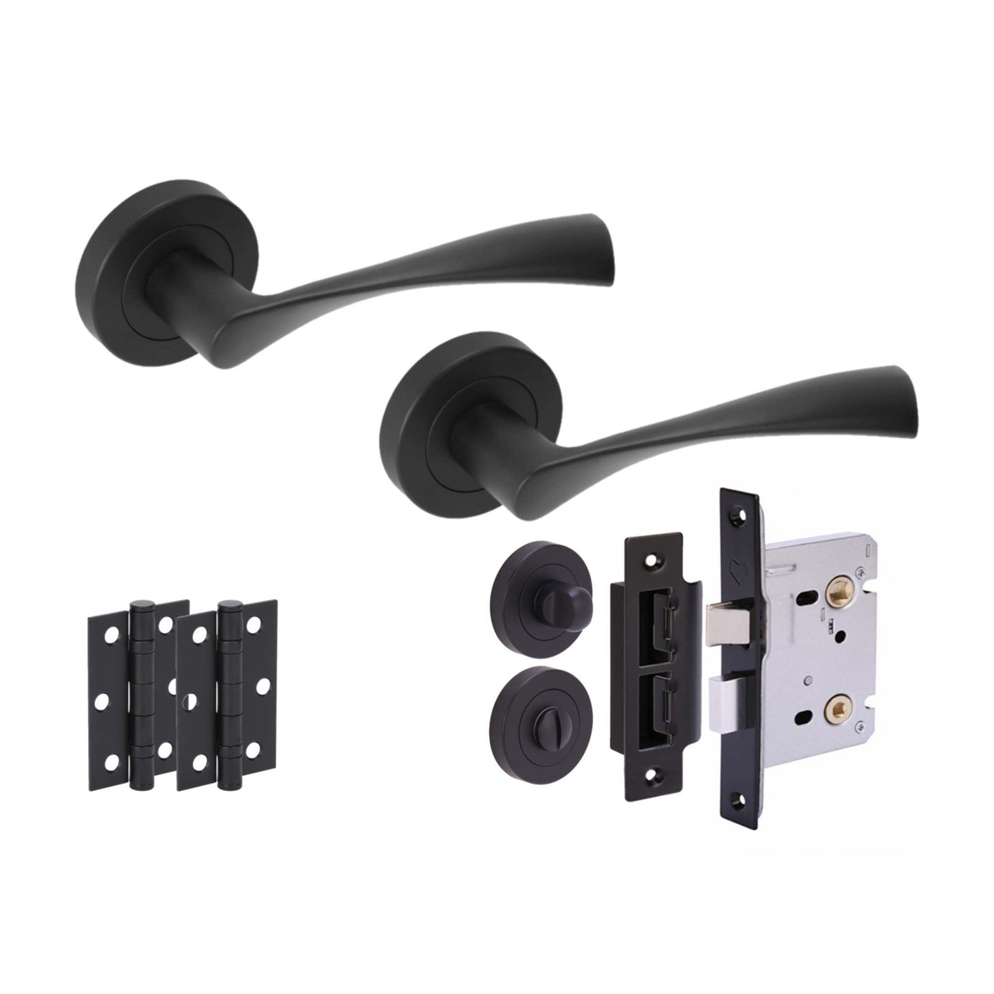 Zena Internal Privacy Lever Door Handle Set - Matt Black