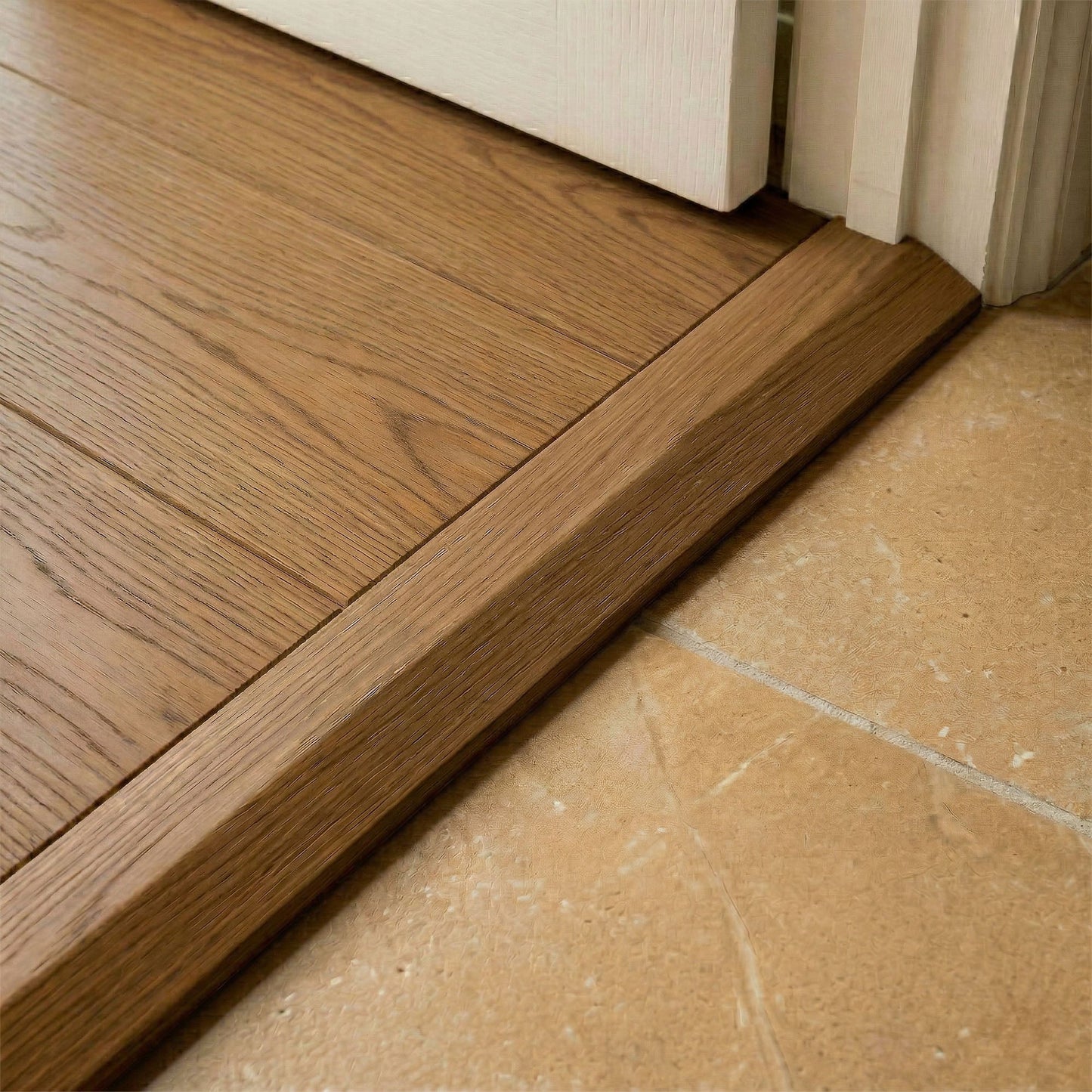 Toffee Oak Semi-Ramp Adapting Profile Door Bar 990mm