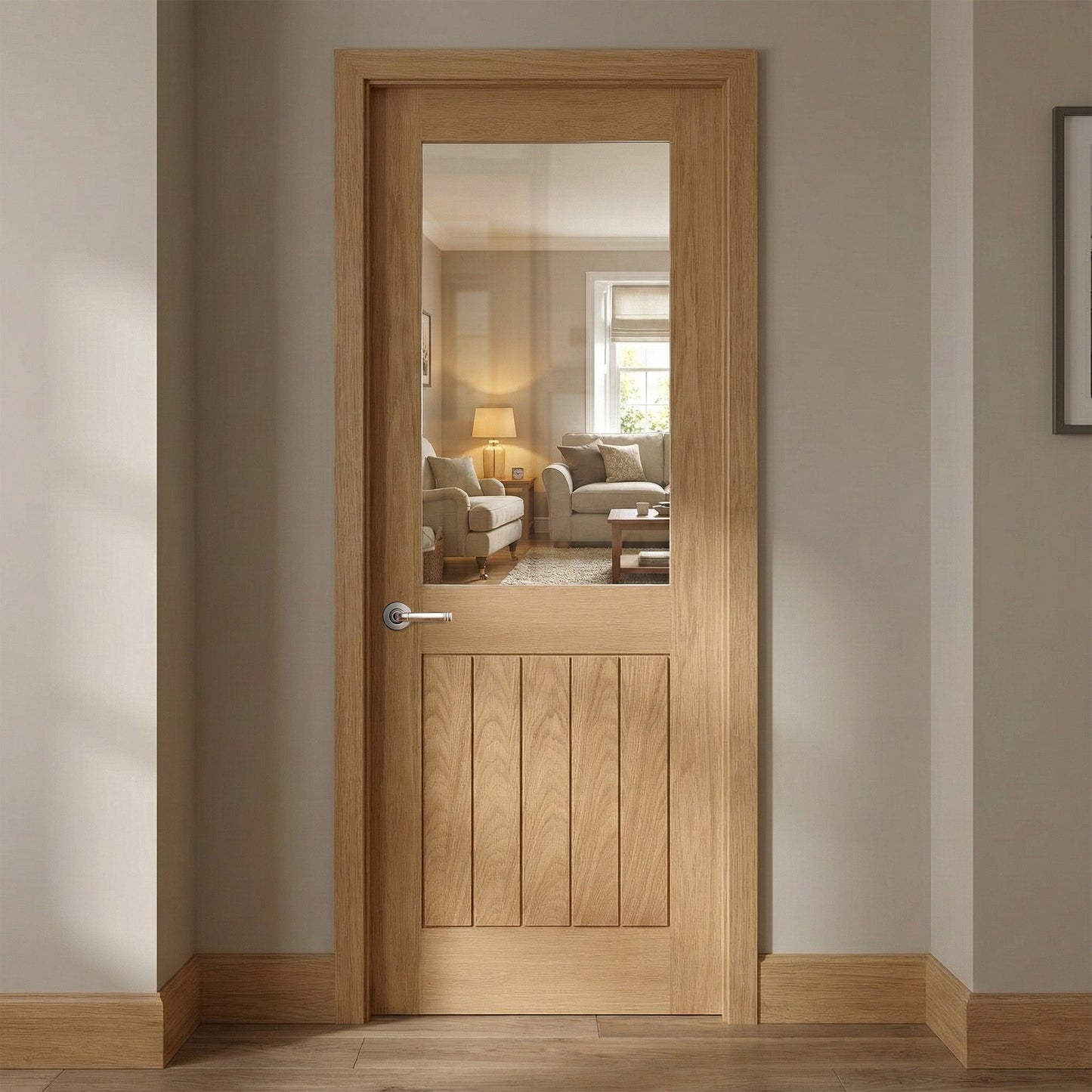 Oak Internal Unfinished Farley Half Light Clear Glass Door