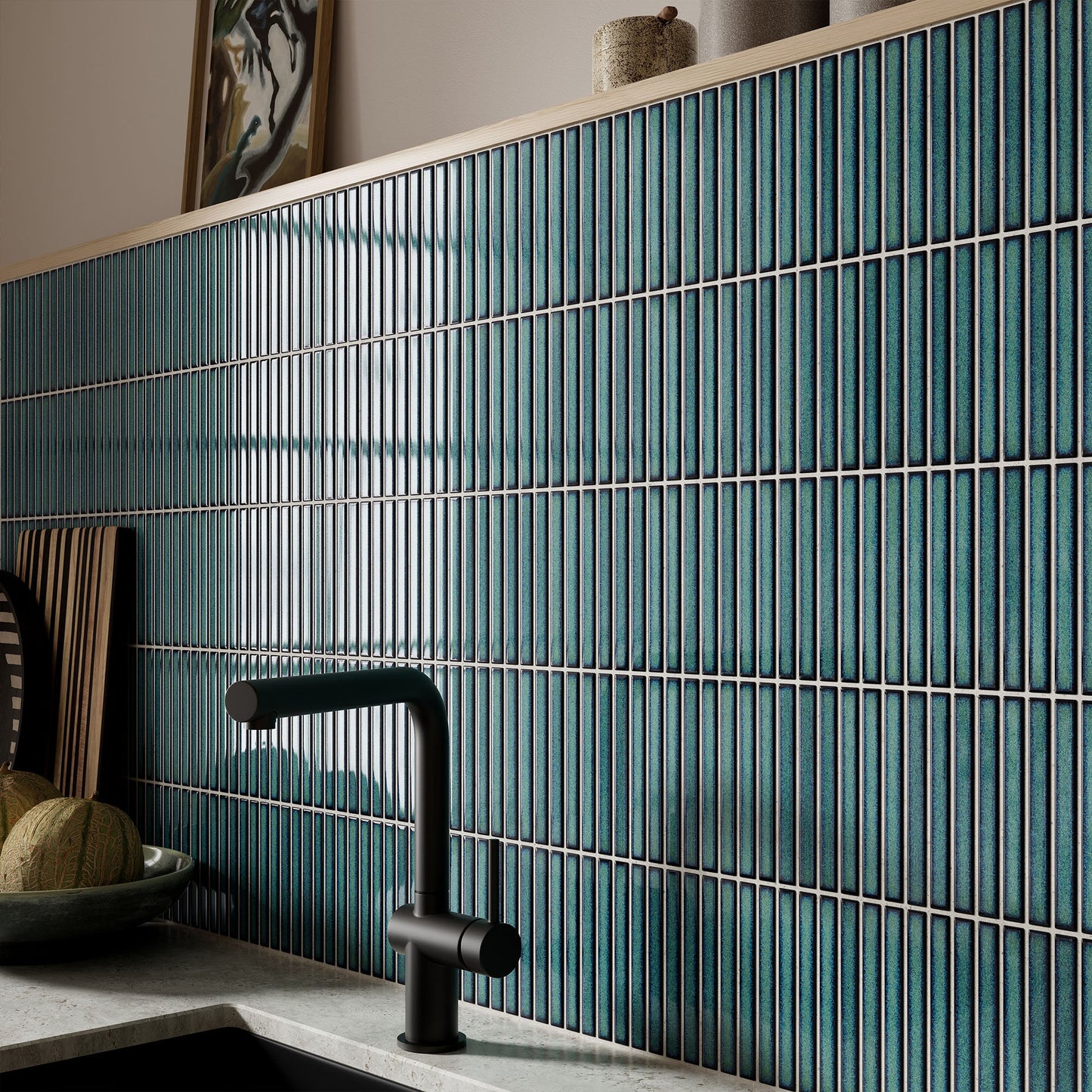 Green Gloss - Linear Smooth Mosaic Porcelain Wall Tile