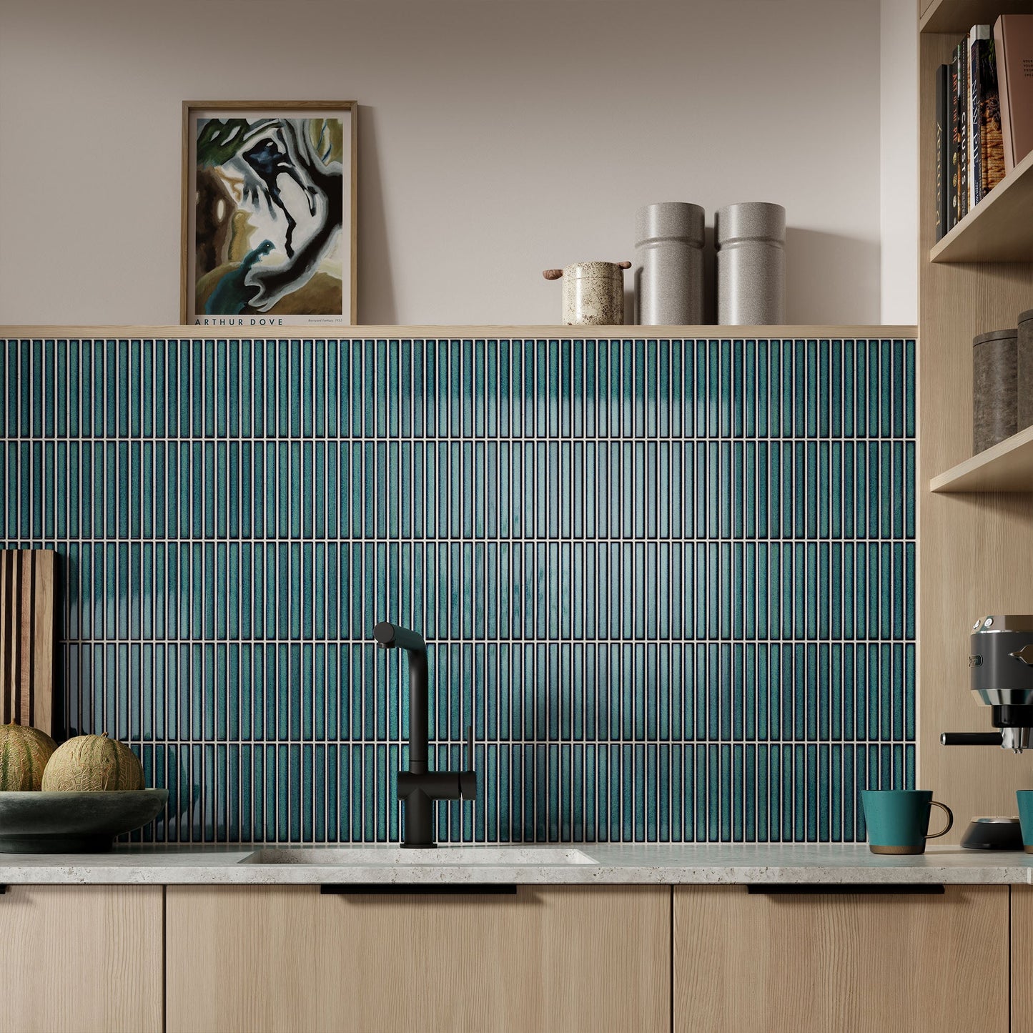Green Gloss - Linear Smooth Mosaic Porcelain Wall Tile Sample