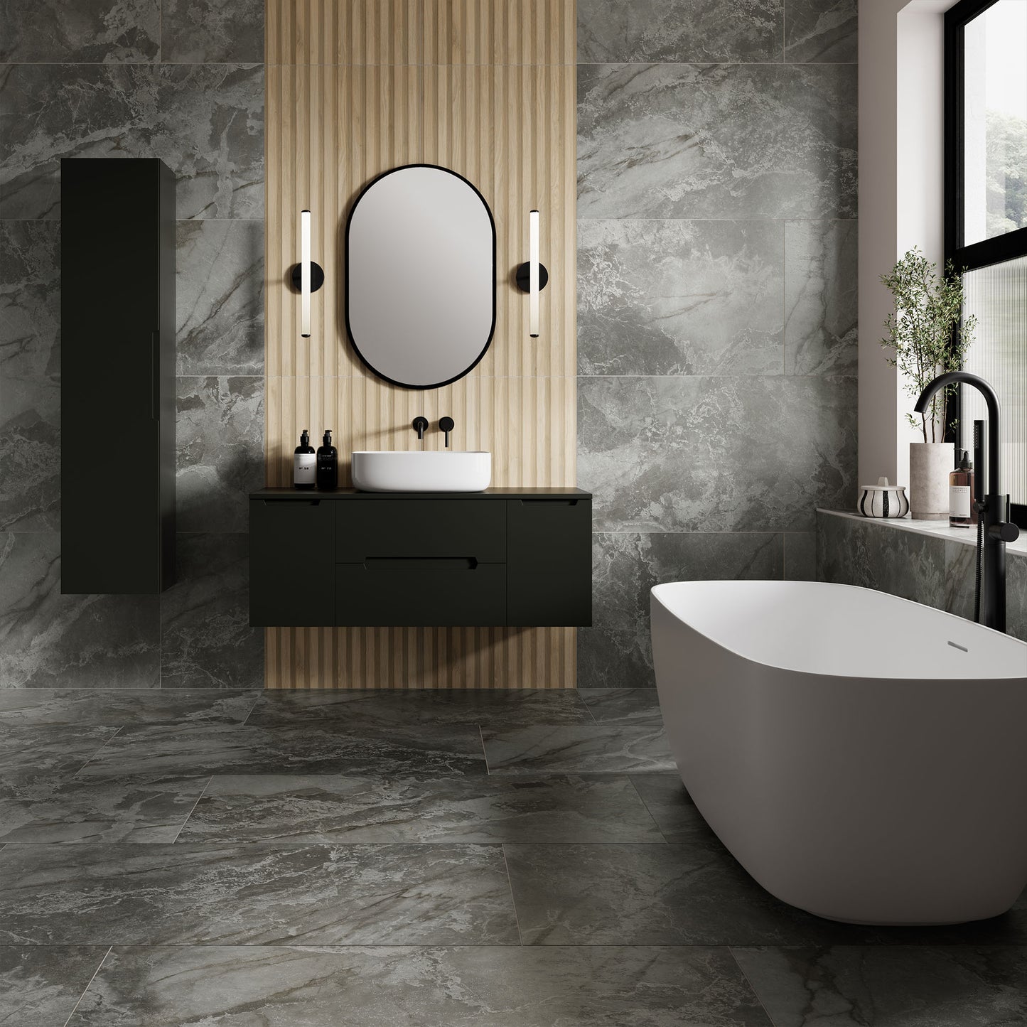 Sierra Grigio Semi-Polished - Smooth Porcelain Wall & Floor Tile Sample