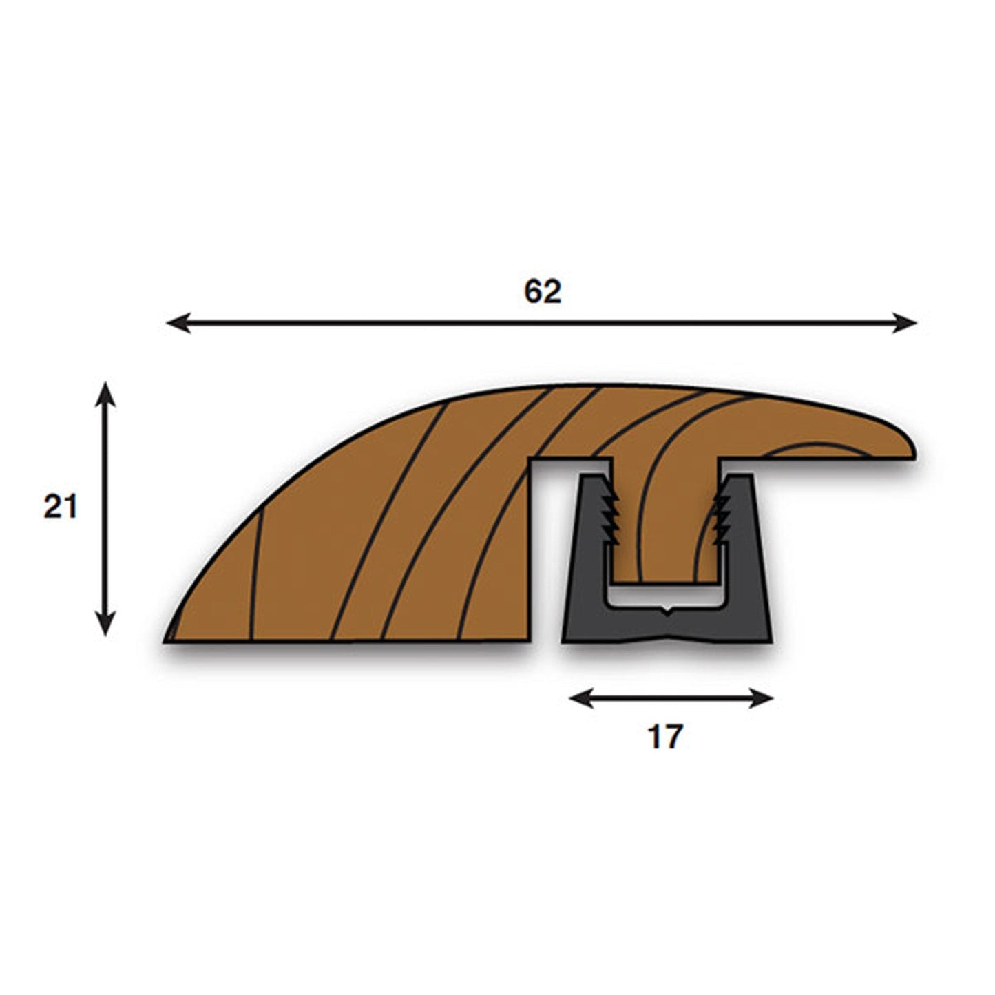 Washed Oak Ramp Adapting Profile Door Bar 990mm