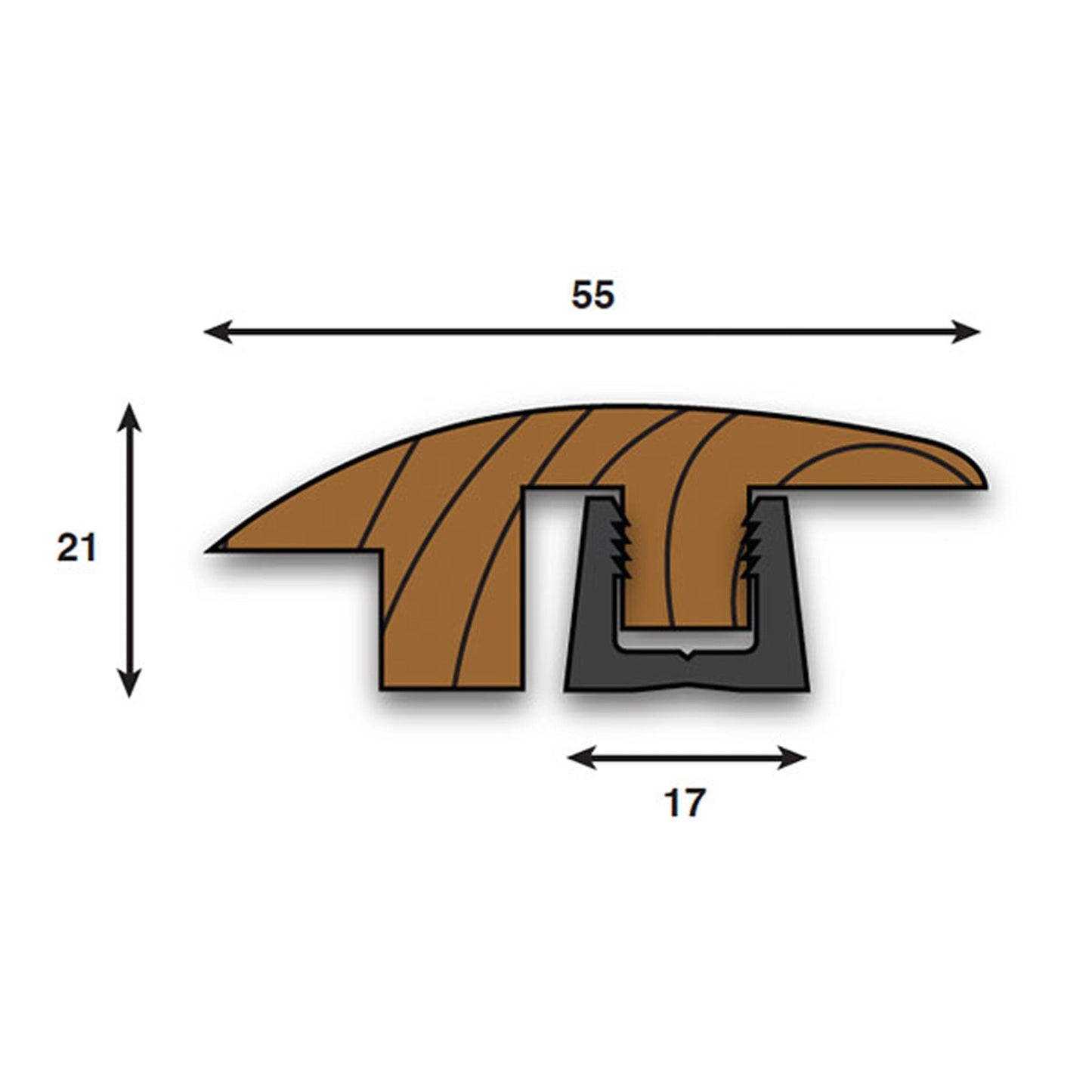Dark Oak Semi-Ramp Adapting Profile Door Bar 990mm