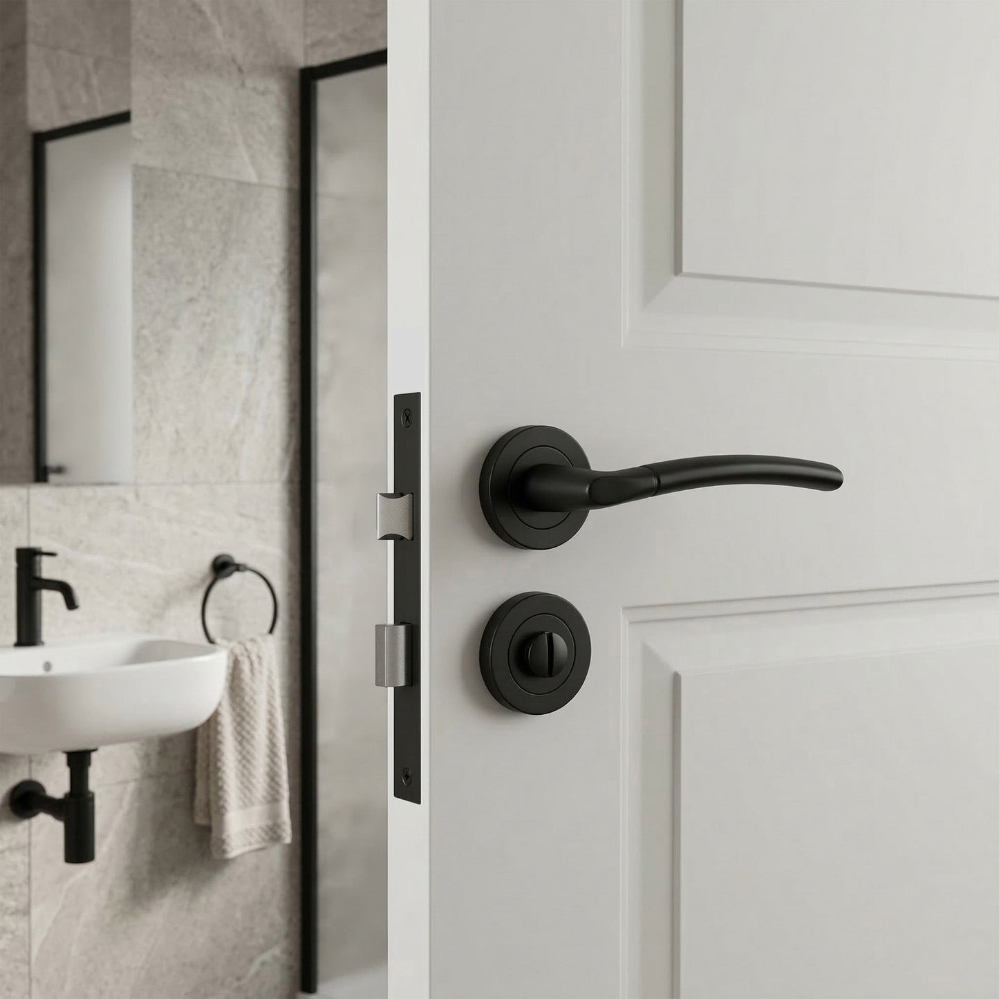 Nemo Internal Privacy Lever Door Handle Set - Matt Black