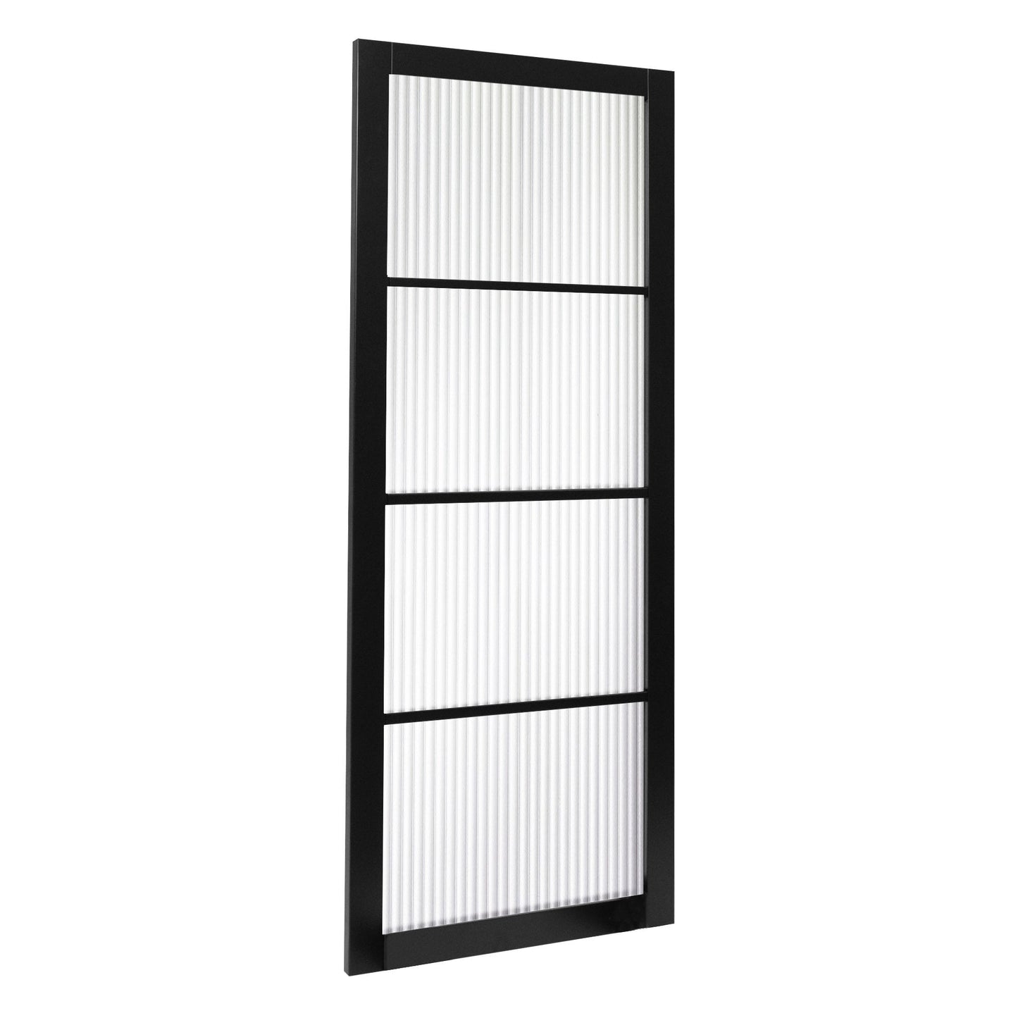 B-Grade Jet Black Internal Fully Finished 4 Light Reeded Glass Industrial Studio Door