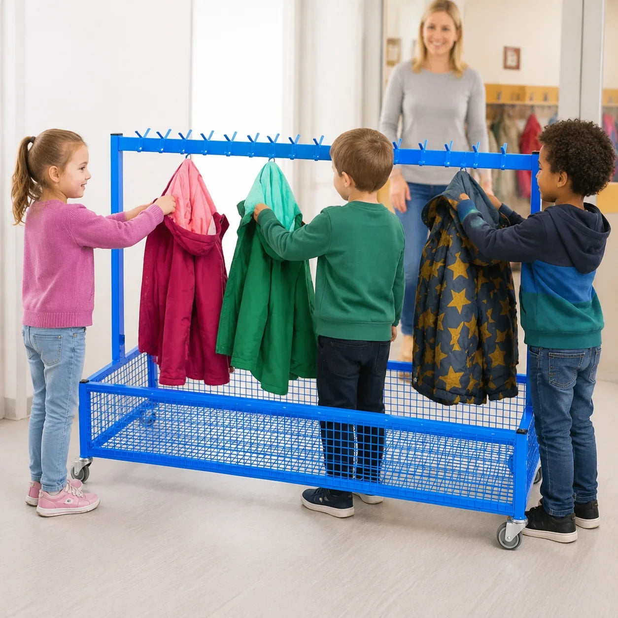 Double Sided Metal Cloakroom Trolley