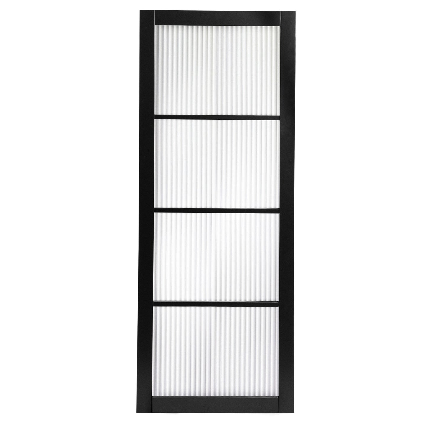 B-Grade Jet Black Internal Fully Finished 4 Light Reeded Glass Industrial Studio Door