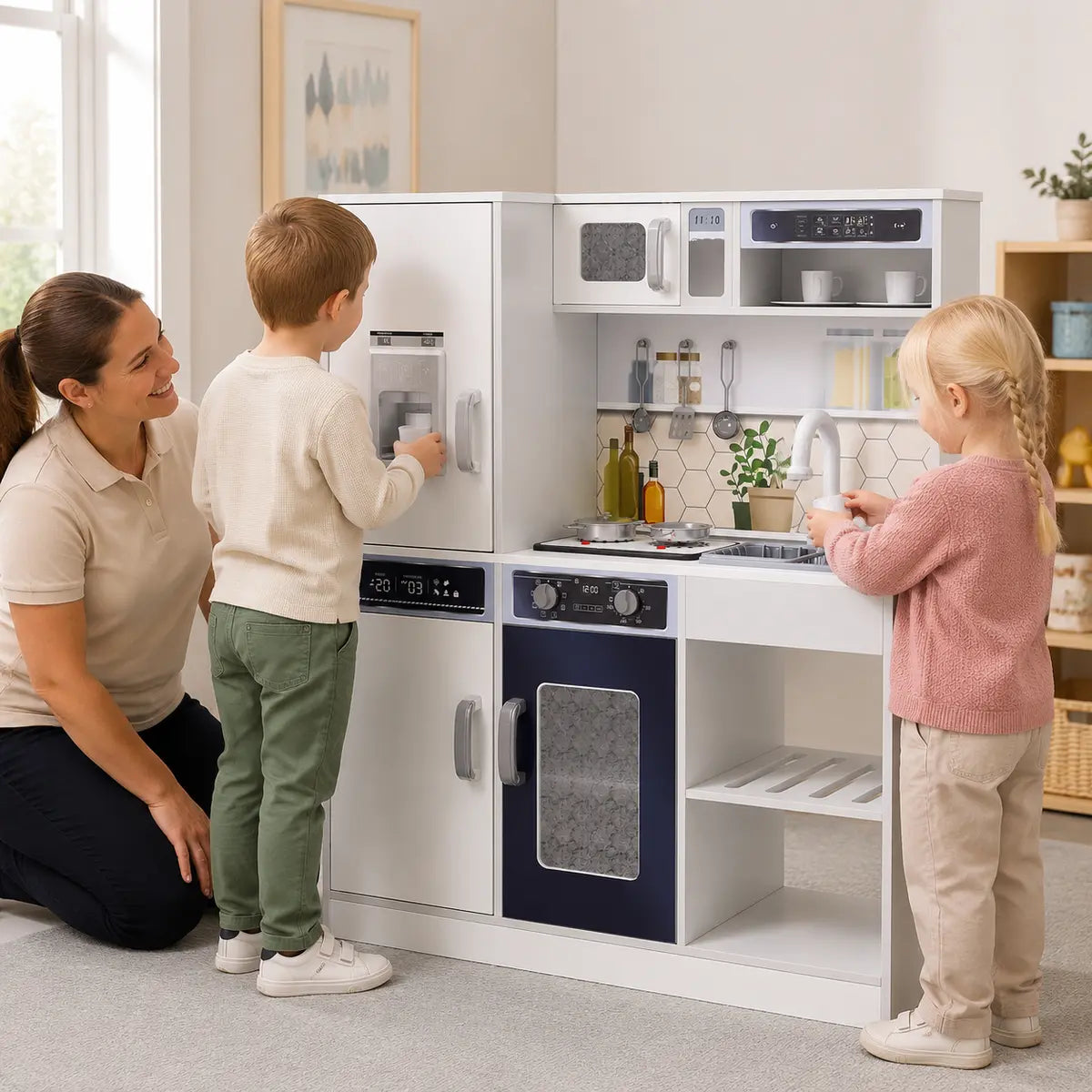 Kids' Play Kitchen with Running Water, Lights and Sounds