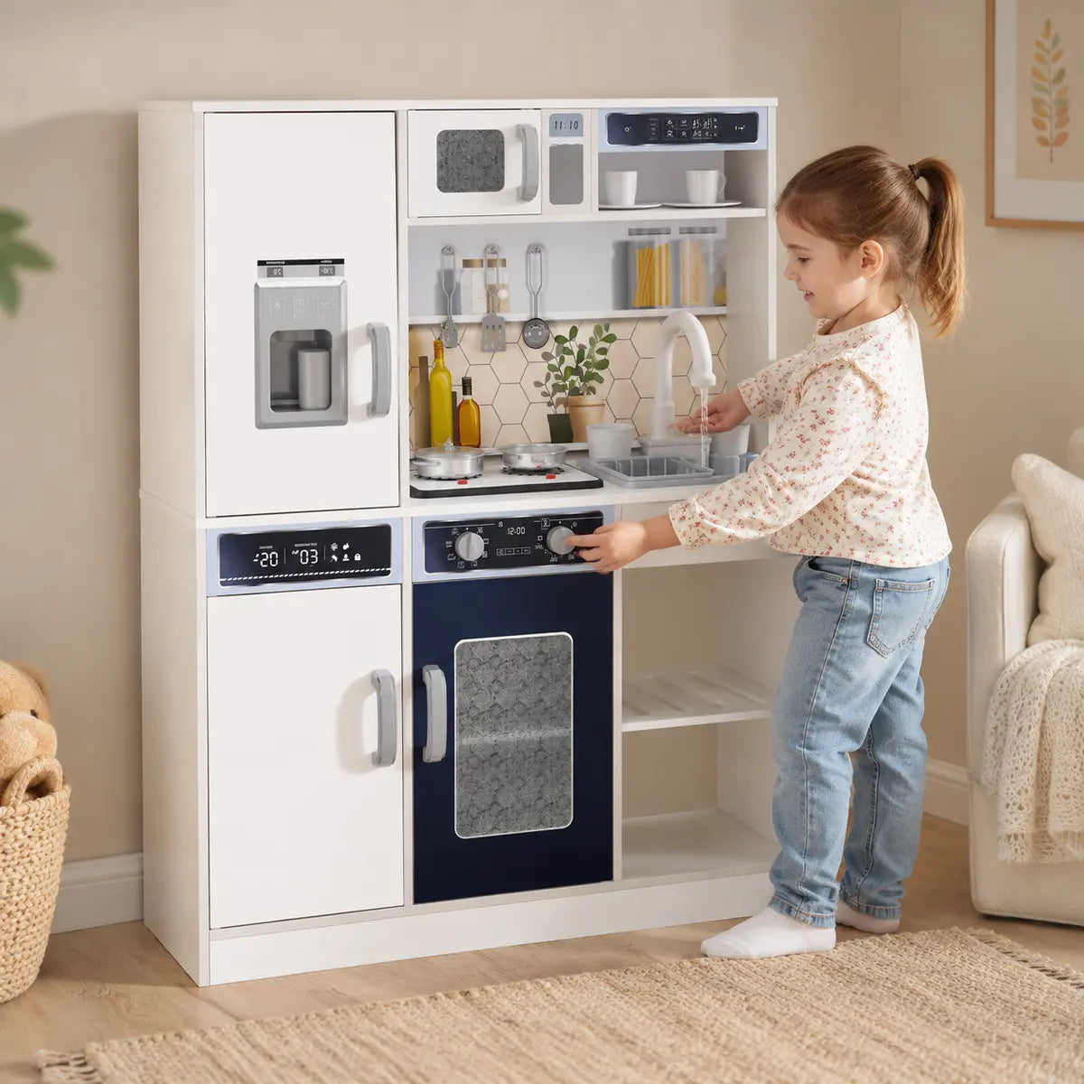 Kids' Play Kitchen with Running Water, Lights and Sounds