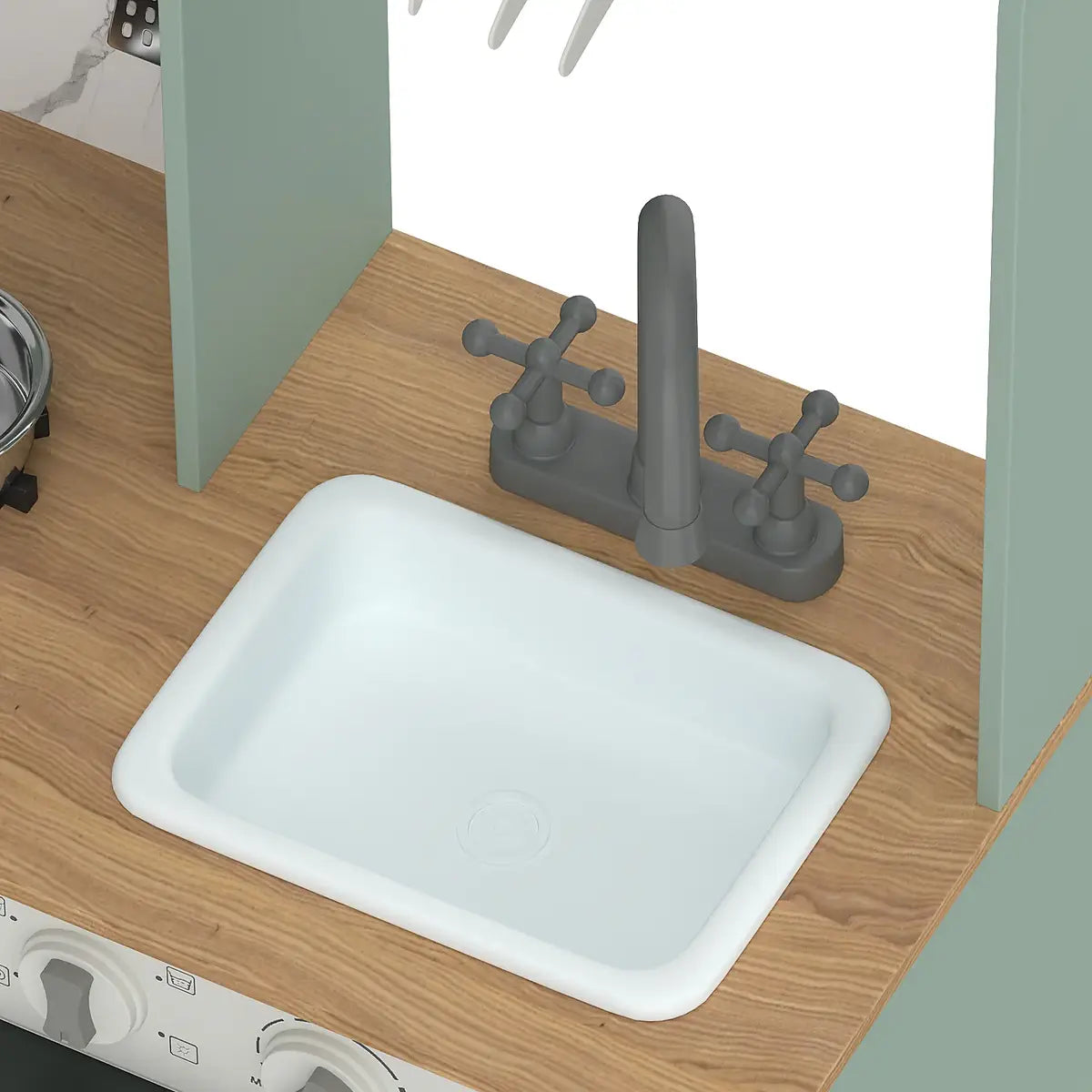 Kids Pretend Play Kitchen with Laundry Centre and Accessories