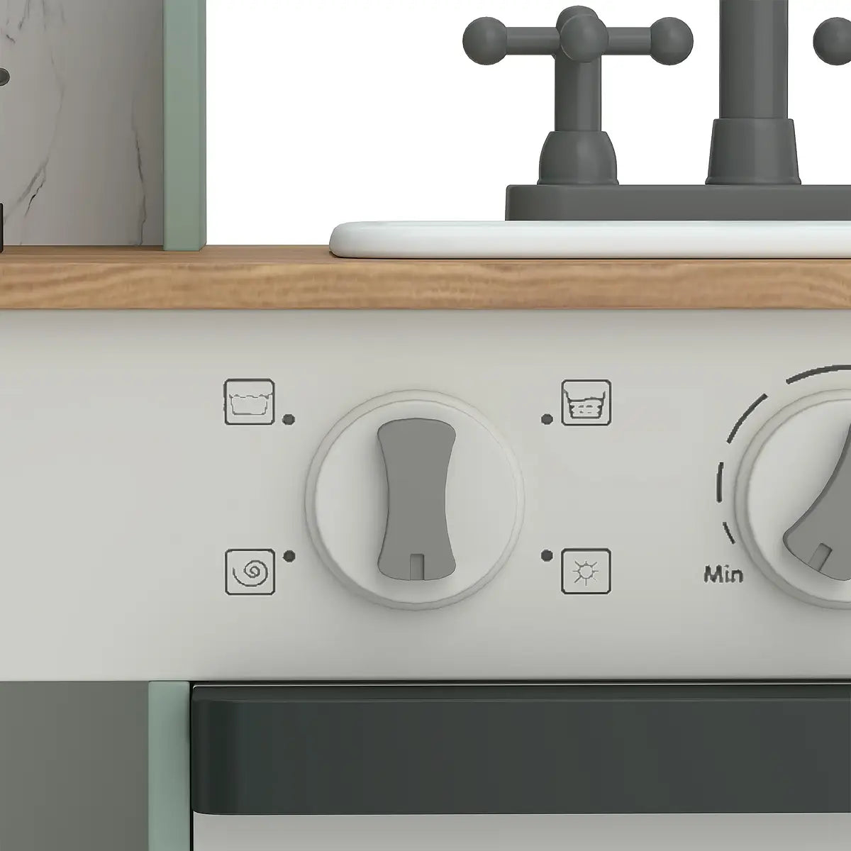 Kids Pretend Play Kitchen with Laundry Centre and Accessories