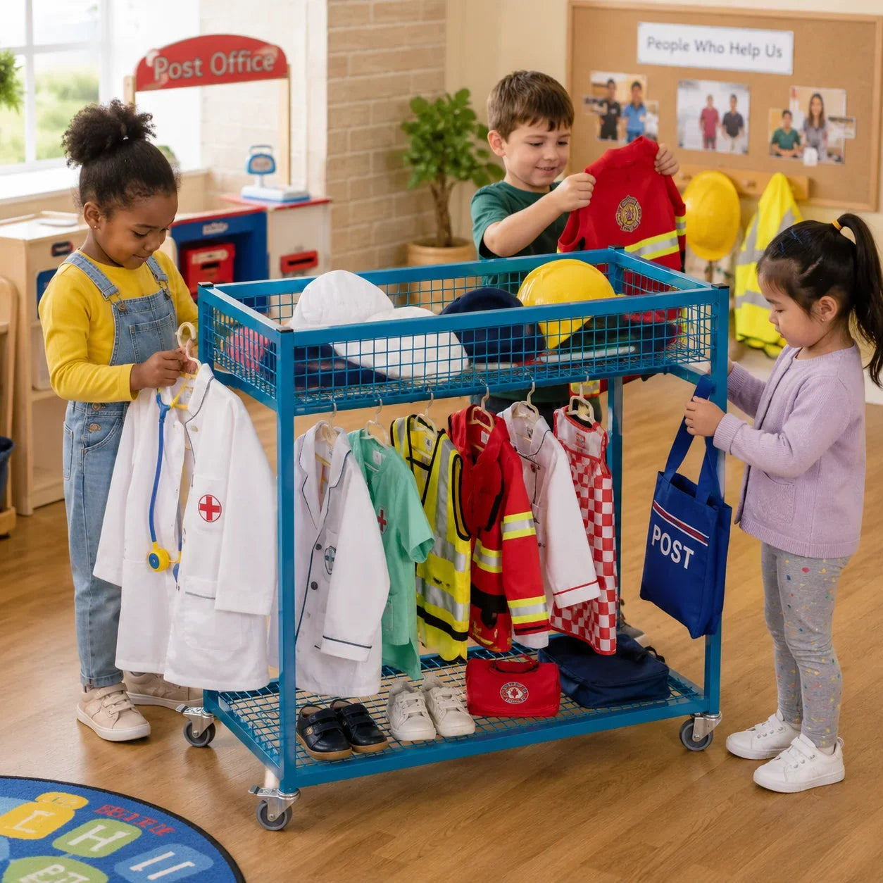 Role Play Dressing Up Metal Storage Trolley Blue