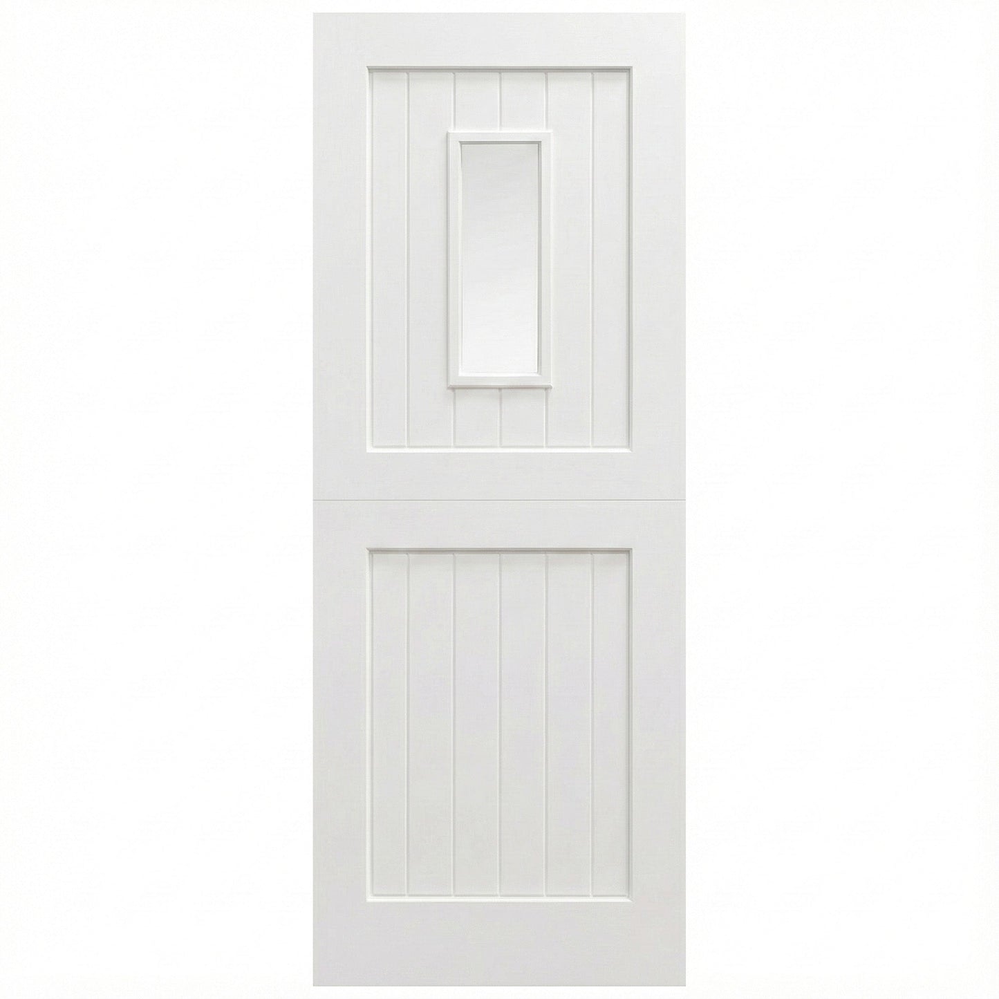 White Painted External Pine 2 Panel 1 Light Clear Glass Stable Door