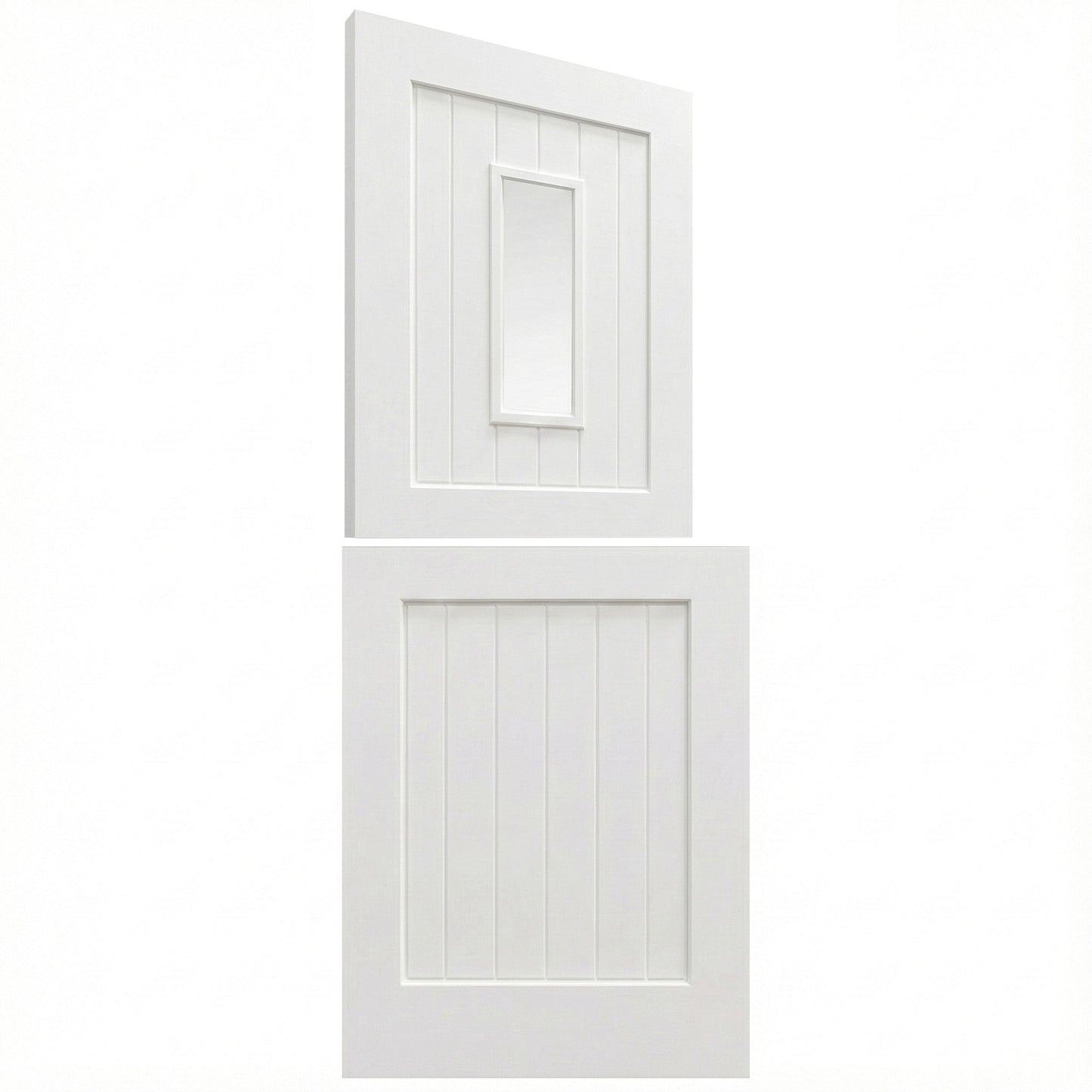 White Painted External Pine 2 Panel 1 Light Clear Glass Stable Door
