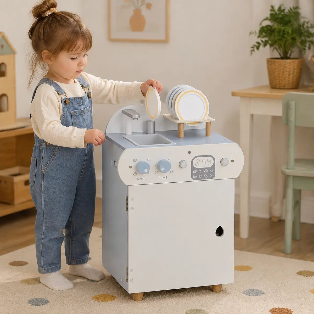 Wooden Dishwasher and Sink Pretend Play Set