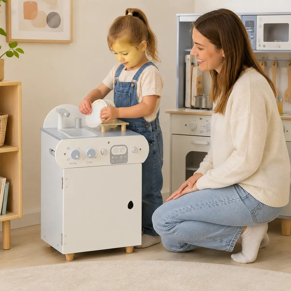 Wooden Dishwasher and Sink Pretend Play Set