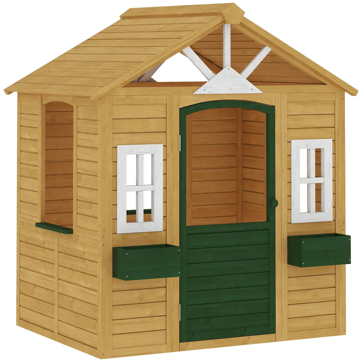 Wooden Wendy House with Door, Windows and Flower Boxes